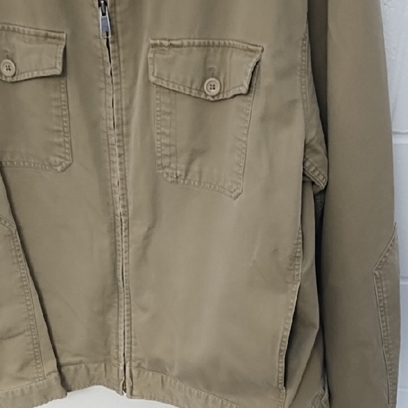 GAP Tan Cotton Canvas Utility Jacket Classic Collar Zip Front - Picture 2 of 16